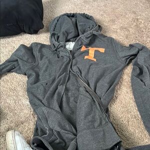 Gray Hoodie with Orange Logo